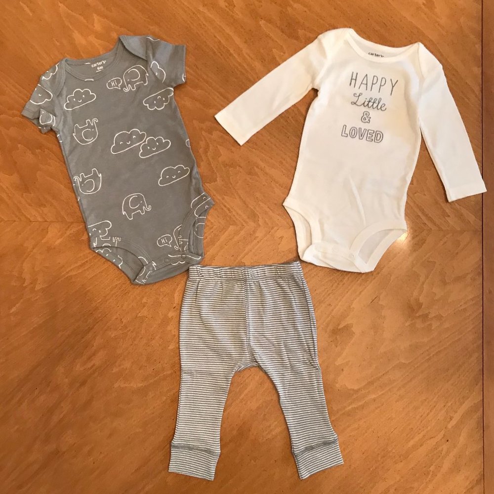 New Carter’s Baby 3 Piece Elephant Set 6M
